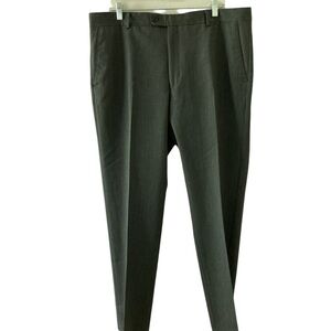 EGARA Men's GRAY 100% Wool FLAT FRONT Straight Leg MID-RISE Dress Pants Sz 38x32